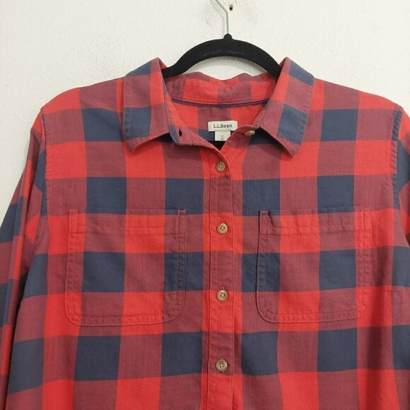 LL Bean Shirt Women's Multicolor Plaid Long Sleeve Button Down Double Pockets PS - Picture 7 of 8
